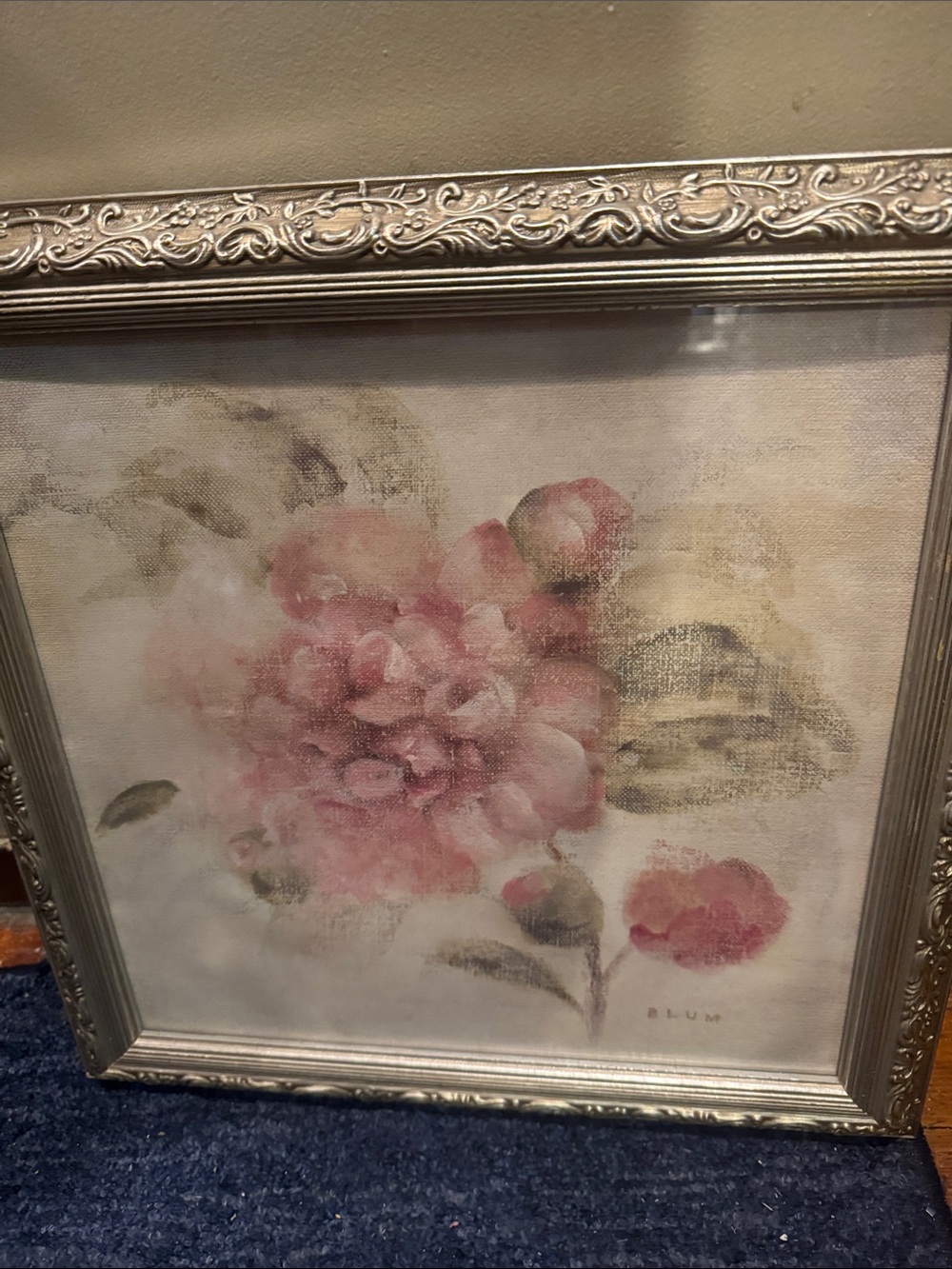 Framed Pink Floral Print Wall Art 17x17